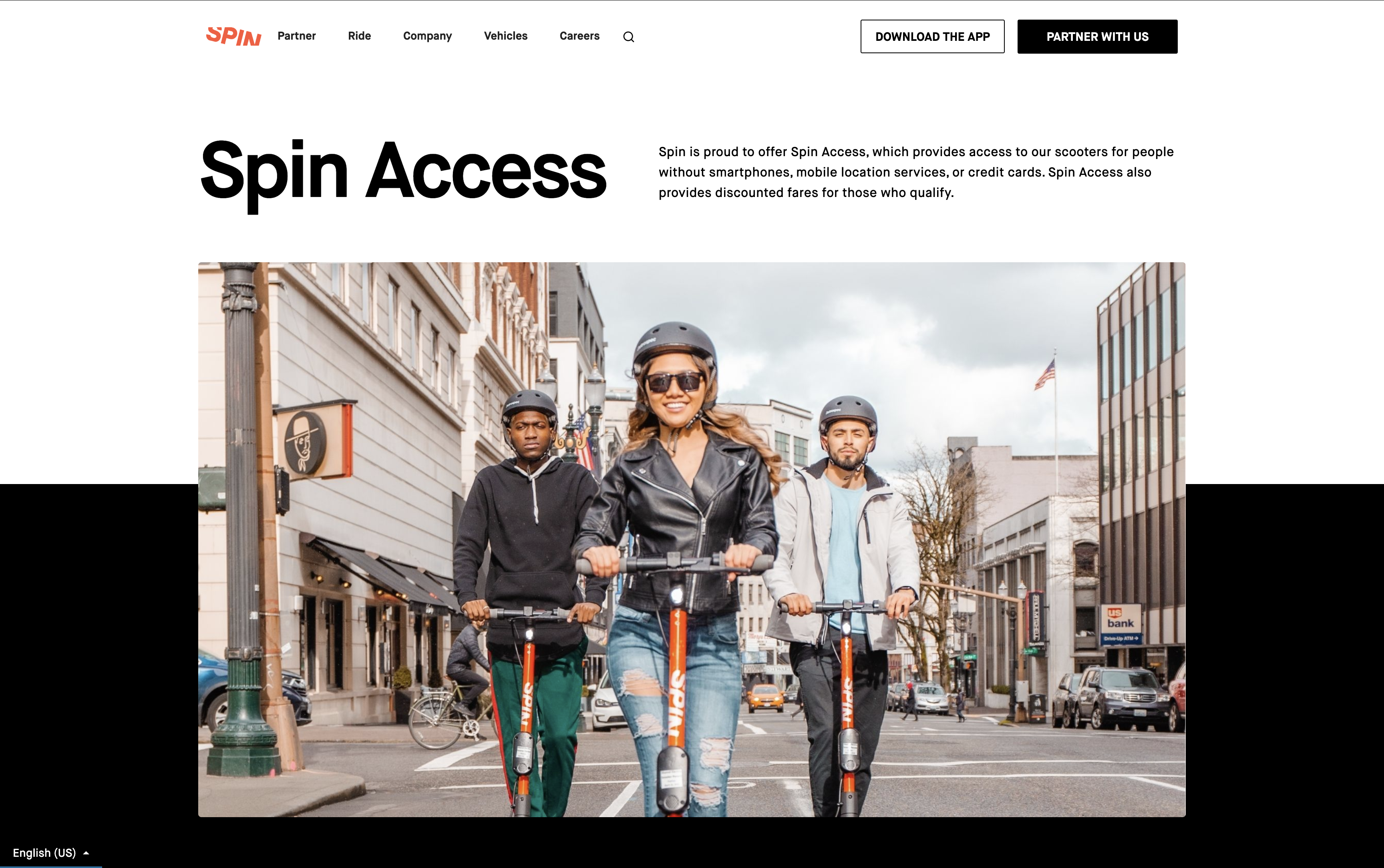 Spin Access live site