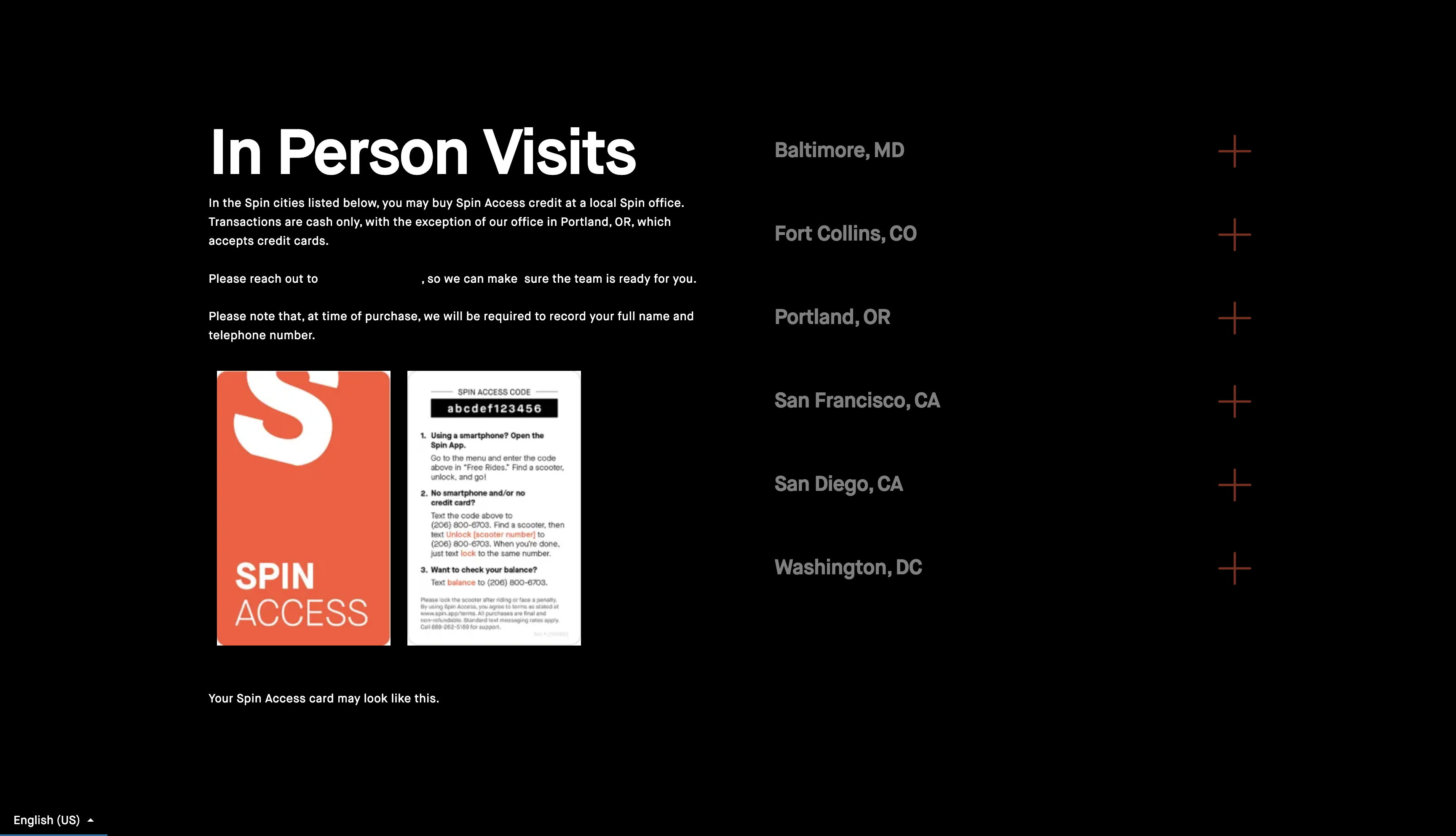 Spin Access — In Person Visits