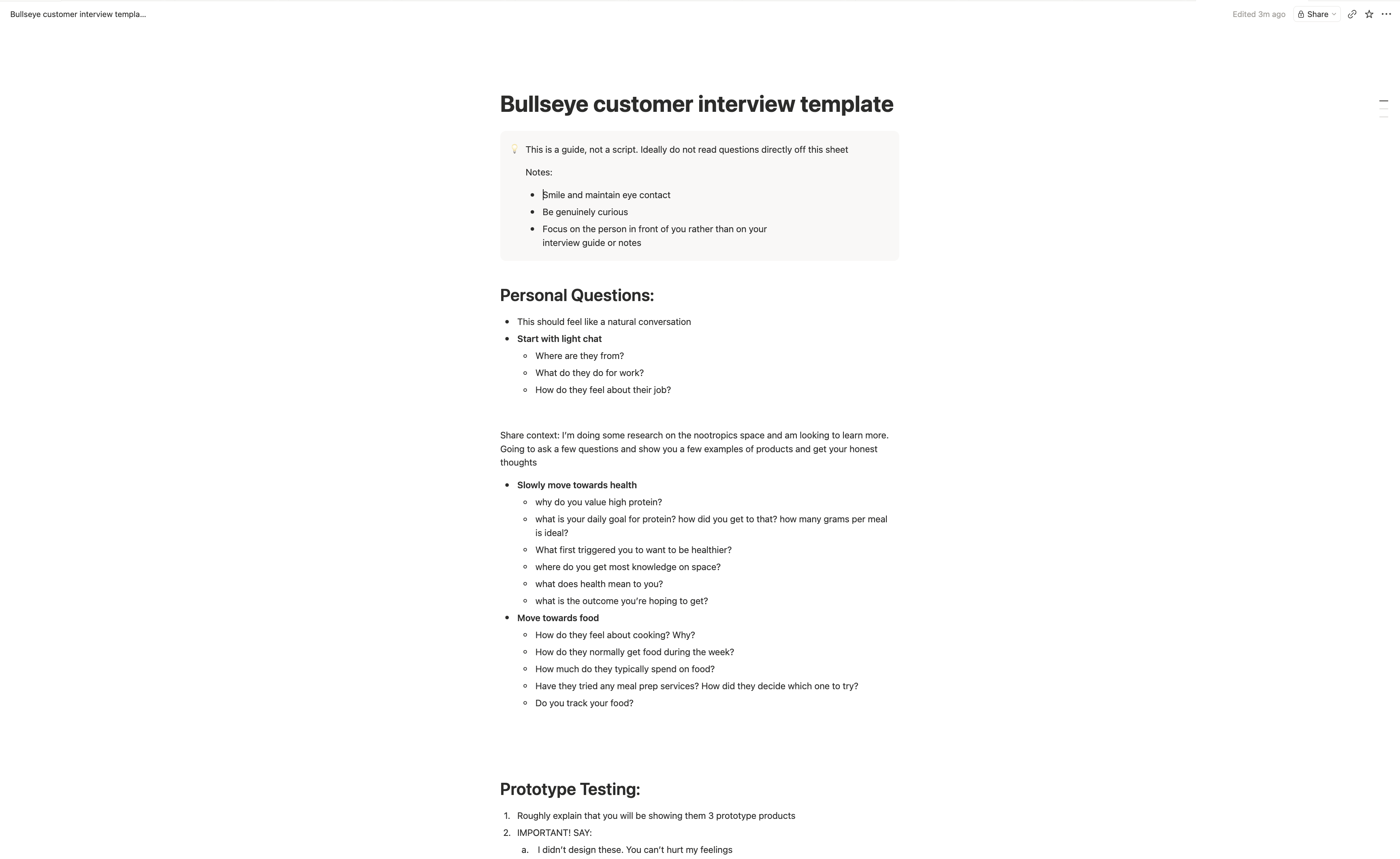 Interview template